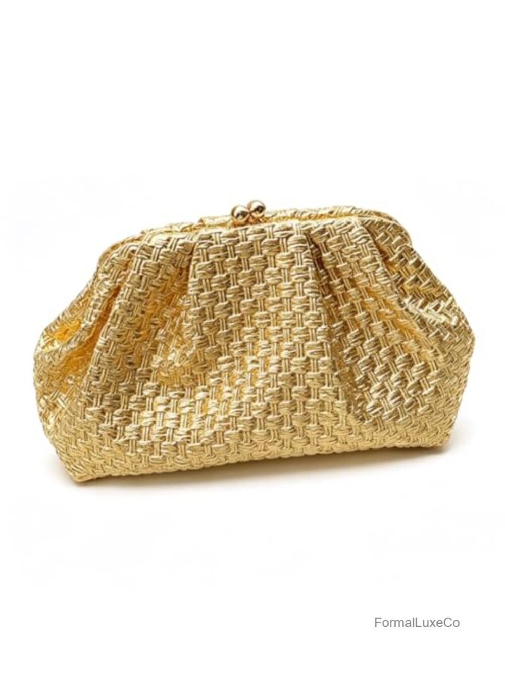 Elegant Woven Clutch Purse with Chain Strap Faux Leather Evening Bag